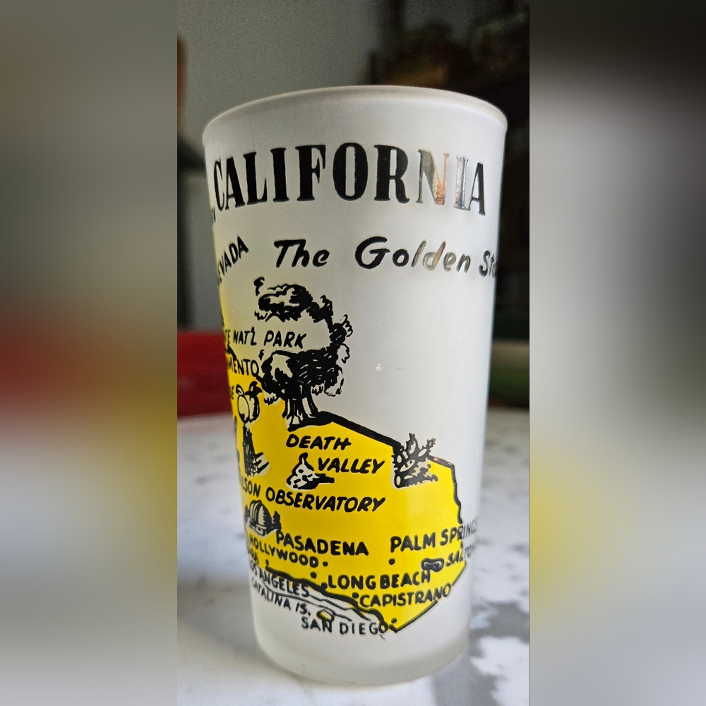 California Hazel-Atlas Vintage Souvenir Frosted Glass Tumbler